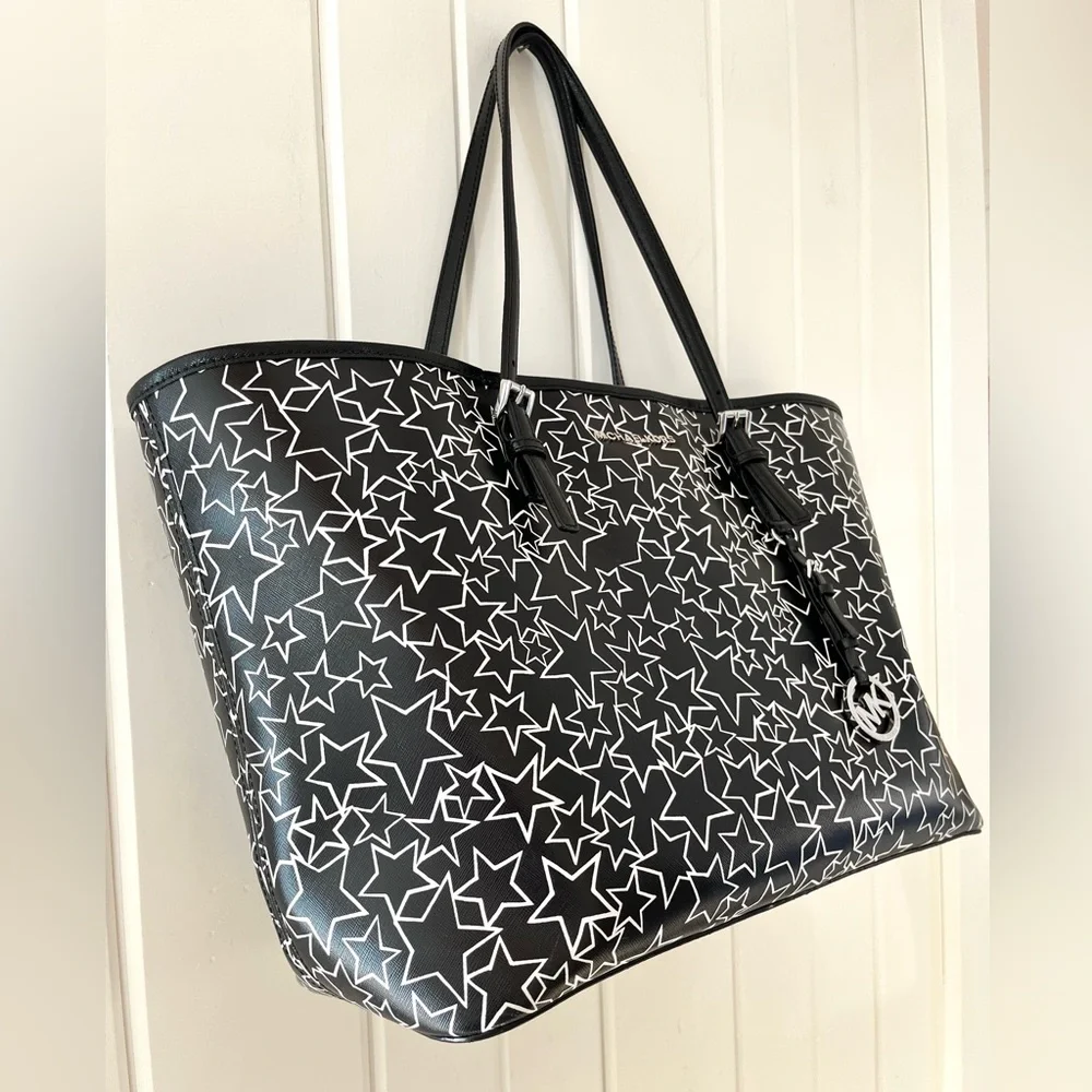 Michael Kors Black and White Star Print Tote_3